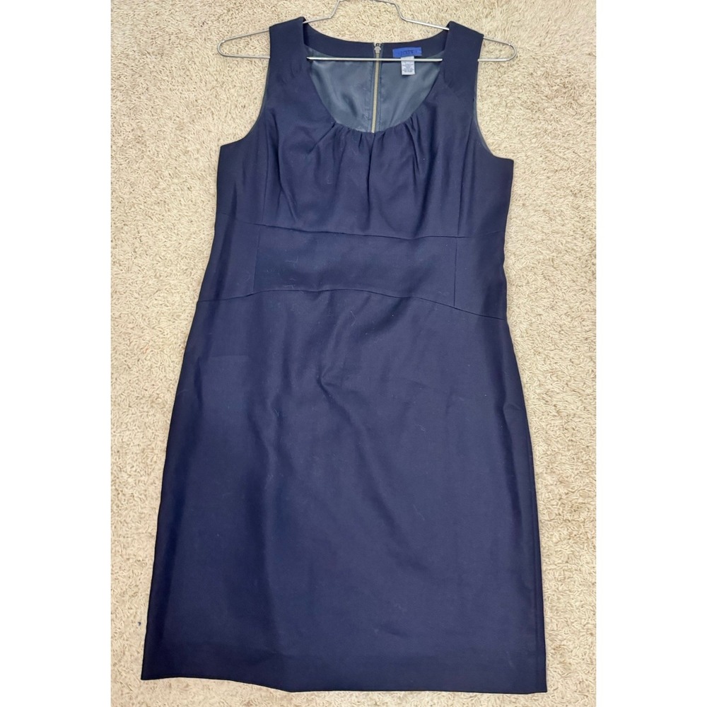 J.Crew Allura Navy Blue‎ Superfine Cotton Lined Sleeveless Shift Dress Size 8
